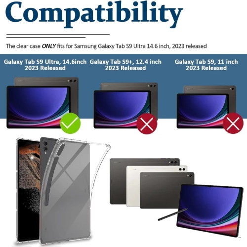 Ultra Slim Anti-Scratch Transparent Shockproof Case for Samsung Galaxy Tab S10 Plus / S9 Plus