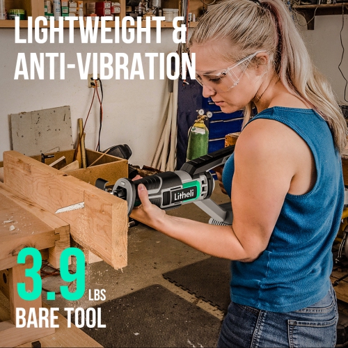 Litheli Reciprocating Saw Cordless, Powerful Hand Saw Kit with 20V 4.0 Ah Battery & Fast Charger, 0-3000 SPM