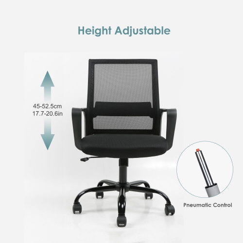 Moustache Office Chair, Computer Desk Chair with Armrest and Height Adjustable, Mid Back Mesh Task Chair
