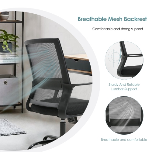 Moustache Office Chair, Computer Desk Chair with Armrest and Height Adjustable, Mid Back Mesh Task Chair