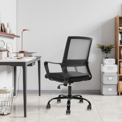 Height Adjustable Office Chair, Ergonomic Mid-Back Task Chair Computer Desk Chair Hold up to 250lbs, Grey