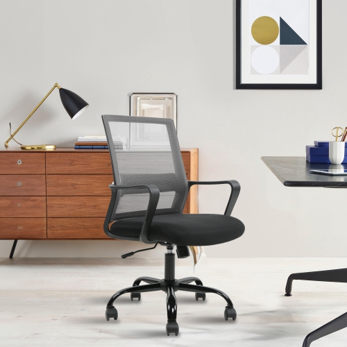 Height Adjustable Office Chair, Ergonomic Mid-Back Task Chair Computer Desk Chair Hold up to 250lbs, Grey