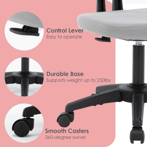 Ergonomic Home Office Chair up to 250lbs ,Computer Chair Desk Chair Height Adjustable Task Chair with 360-Degree Swivel Casters