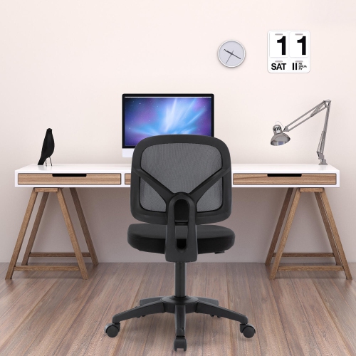 Chaise de bureau à dossier bas, chaise de bureau d’ordinateur à hauteur réglable avec roulettes pivotantes et support jusqu’à 250 lb