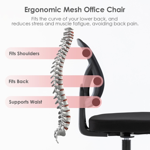 Chaise de bureau à dossier bas, chaise de bureau d’ordinateur à hauteur réglable avec roulettes pivotantes et support jusqu’à 250 lb