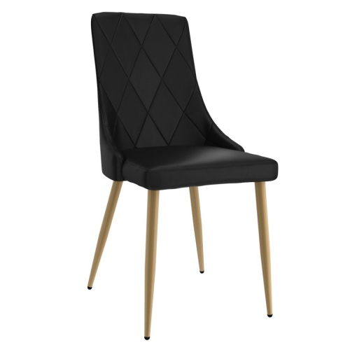 Cosmic Homes Dining Chair in Black and Aged Gold, Formal or Casual Dining Chair, Side Chair Set of 2, Faux Leather Upholstered Chair for Dining Room,