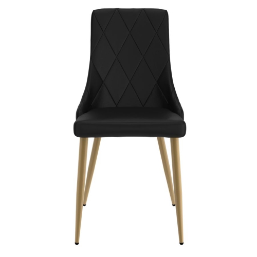 Cosmic Homes Dining Chair in Black and Aged Gold, Formal or Casual Dining Chair, Side Chair Set of 2, Faux Leather Upholstered Chair for Dining Room,