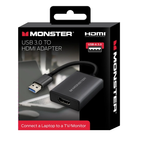 Monster MHV1-2003-US USB 3.0 To HDMI Adapter, 2K 1080p quality, Link up to a computer