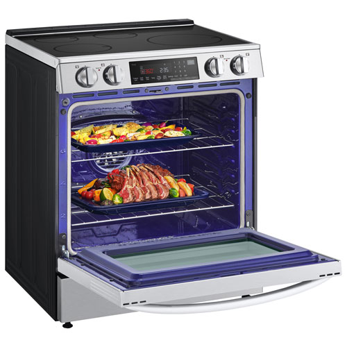 Cuisinière à induction intelligente encastrable avec convection véritable et friture à l'air 6,3 pi³ 30 po de LG - Inox antiempreinte