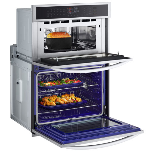 Four mural combiné électrique avec convection à ventilateur 30 po de LG - Inox antiempreinte
