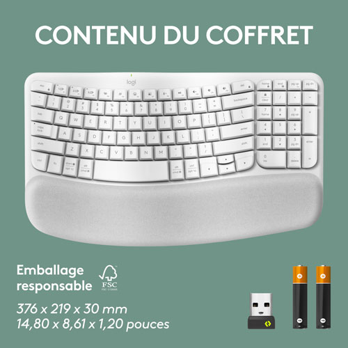 Logitech Wave Keys Wireless Ergonomic Keyboard - Off-White