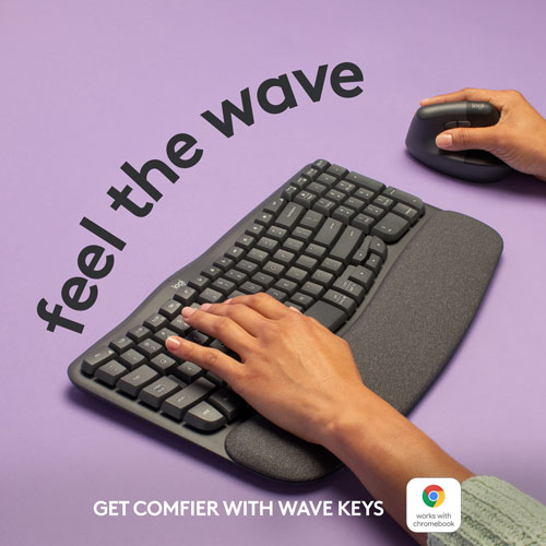 Clavier ergonomique sans fil Wave Keys de Logitech - Graphite