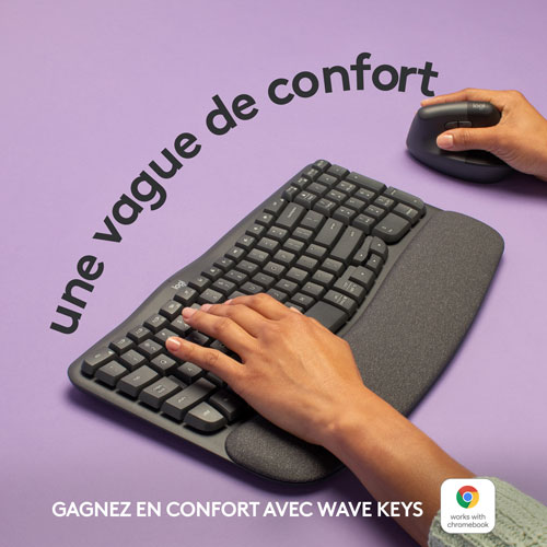 Clavier ergonomique sans fil Wave Keys de Logitech - Graphite