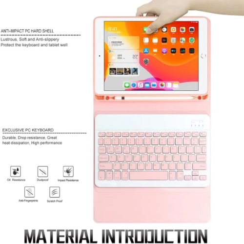 Slim Pink Keyboard Case for iPad Air 4 10.9" 2020 with Pencil Holder - Detachable Wireless Keyboard - Smart Cover for New iPad Air 10.9" 4th