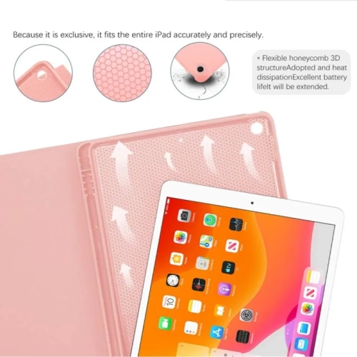Slim Pink Keyboard Case for iPad Air 4 10.9" 2020 with Pencil Holder - Detachable Wireless Keyboard - Smart Cover for New iPad Air 10.9" 4th