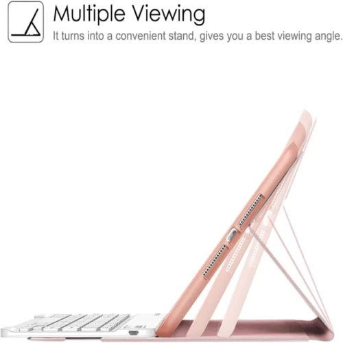 Slim Pink Keyboard Case for iPad Air 4 10.9" 2020 with Pencil Holder - Detachable Wireless Keyboard - Smart Cover for New iPad Air 10.9" 4th