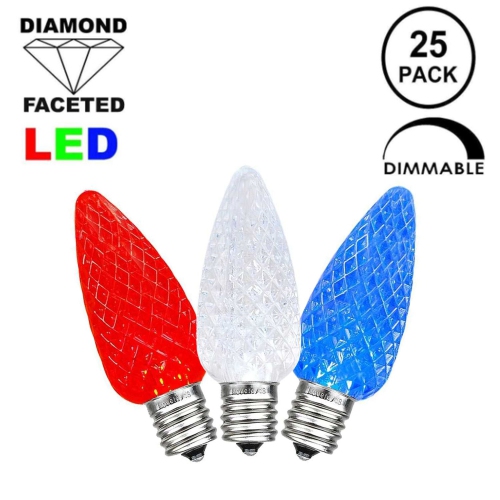 Lumières de fantaisie ampoules à DEL à facettes Ultra Bright 25PK C7 ampoules de rechange pour lumières de Noël d'extérieur ampoules à DEL, ampoules