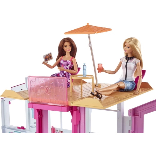 Barbie Doll House 3 Story Townhouse with 4 Rooms Rooftop Lounge Furniture Accessories Including Swinging Chair Best Buy Canada