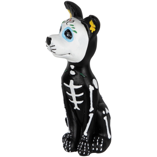 5" Black Day of the Dead Skeleton Dog Figurine Decoration