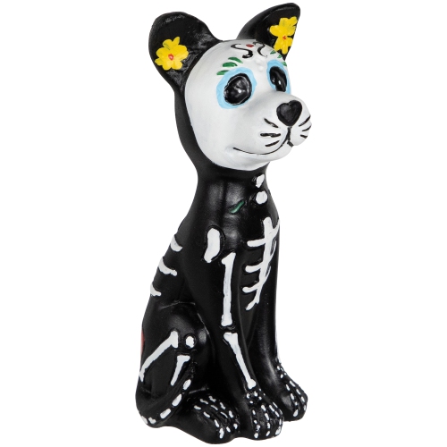 5" Black Day of the Dead Skeleton Dog Figurine Decoration