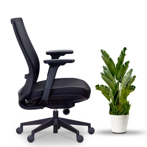 EFFYDESK BUSINESS BUNDLE: Height Adjustable Computer Standing Desk Small Oak Black on Business Black Frame + GrinChair Adjustable Ergonomic Office