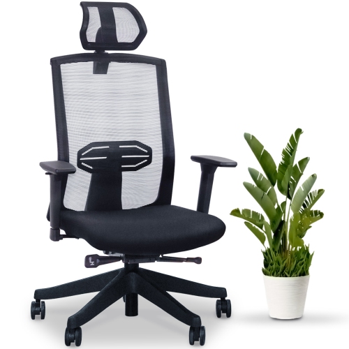 EFFYDESK BUSINESS BUNDLE: Height Adjustable Computer Standing Desk Small Oak Black on Business Black Frame + KarmaChair Adjustable Ergonomic Office