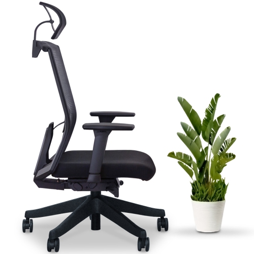 EFFYDESK BUSINESS BUNDLE: Height Adjustable Computer Standing Desk Small Oak Black on Business Black Frame + KarmaChair Adjustable Ergonomic Office