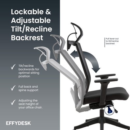 EFFYDESK BUSINESS BUNDLE: Height Adjustable Computer Standing Desk Small Oak Black on Business Black Frame + KarmaChair Adjustable Ergonomic Office