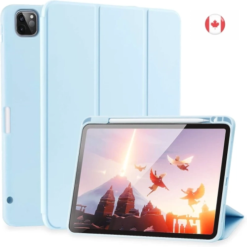 iPad Pro 11 Inch Case 2022-2021-2020 with Pencil Holder, Stand, Sleep/Wake - LightBlue