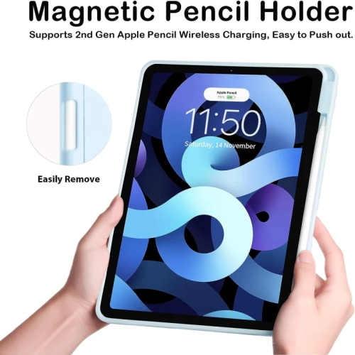 iPad Pro 11 Inch Case 2022-2021-2020 with Pencil Holder, Stand, Sleep/Wake - LightBlue