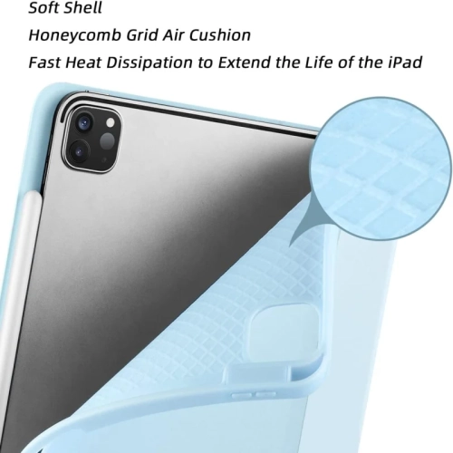 iPad Pro 11 Inch Case 2022-2021-2020 with Pencil Holder, Stand, Sleep/Wake - LightBlue