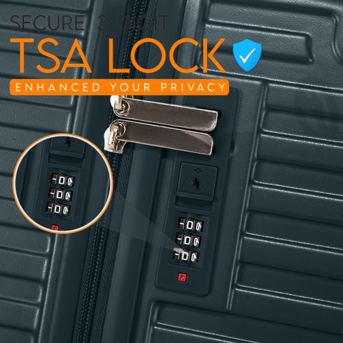 WINGOMART 2-Piece Luggage Set Lightweight Durable PC+ABS Hardshell, Double Spinner Wheels, TSA Lock - 20in & 28in - Deep Sea Green