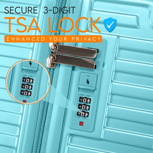 Valise légère et durable en polycarbonate et en ABS, roulettes pivotantes doubles, verrou TSA - 24&nbsp;po - Zenith Turquoise