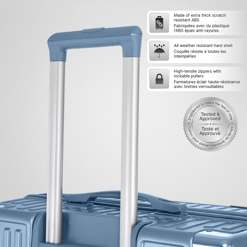 Valise légère et durable PC+ABS de WINGOMART avec roulettes pivotantes doubles et verrou TSA - 24&nbsp;po - Bleu côtier