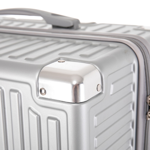 Valise légère et durable en polycarbonate et en ABS WINGOMART, roulettes pivotantes doubles, verrou TSA - 24 po - Argenté