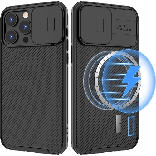 Image 1 of 4.. Supershield FRE Fitted Hard Shell Case with MagSafe CamShield Hard Case Sliding Camera Cover for iPhone 14 Pro Max - Black