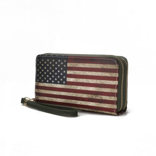 MKF Collection Uriel Vegan Leather Women’s FLAG Wristlet Wallet by Mia K