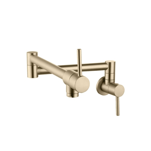 OPEN BOX A - Stainless Steel Wall Mount Pot Filler Folding Stretchable with two Handles in Brushed Gold finish - K-145G