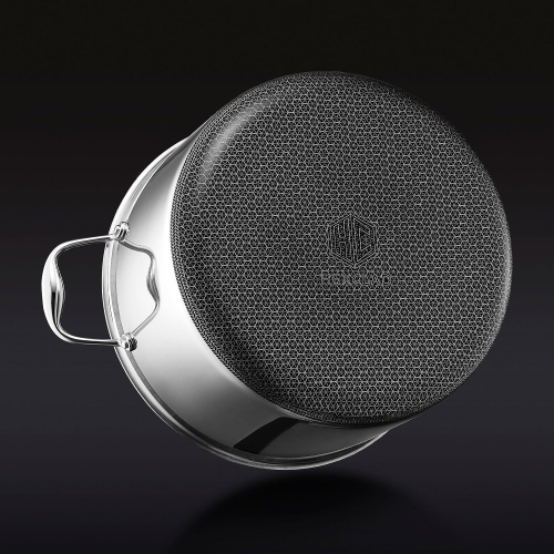 HexClad 10 Quart Hybrid Nonstick Saucepan and Lid, Dishwasher and Oven Friendly, Compatible with All Cooktops