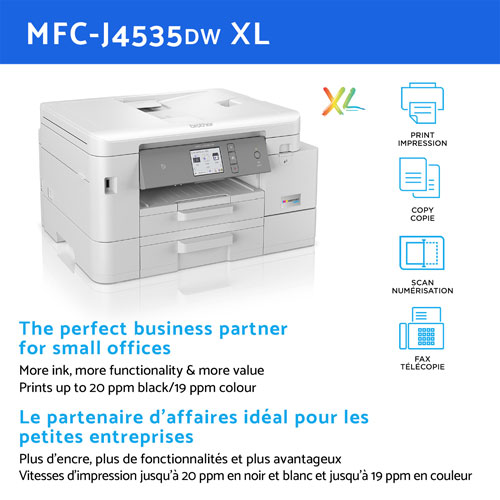 Brother INKvestment Tank Wireless All-In-One Inkjet Printer (MFCJ4535DWXL)