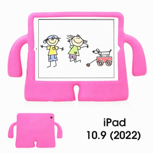[CS] 3D Silicone Shockproof Child Kids Protective Stand Cover Case for iPad 10th Gen. / iPad 11th Gen. / Air 11" 2024, Hot Pink