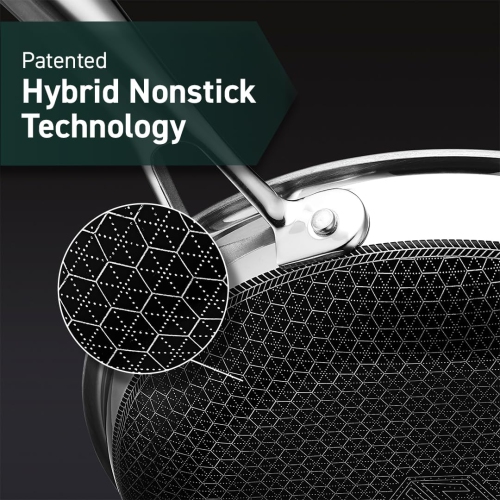 HexClad 2 Quart Hybrid Nonstick Saucepan and Lid, Dishwasher and Oven Friendly, Compatible with All Cooktops