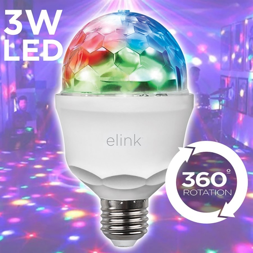 Elink EK1481 - LED Party Light Bulb, 360° Rotating, RGB, 3 Watts
