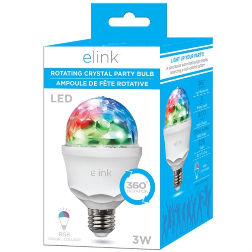 Elink EK1481 - LED Party Light Bulb, 360° Rotating, RGB, 3 Watts