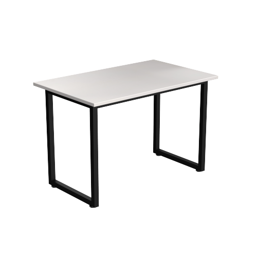 Desky Fixed Office Side Table - White Oak Top, Grey Frame, Sturdy Steel, Adjustable Feet