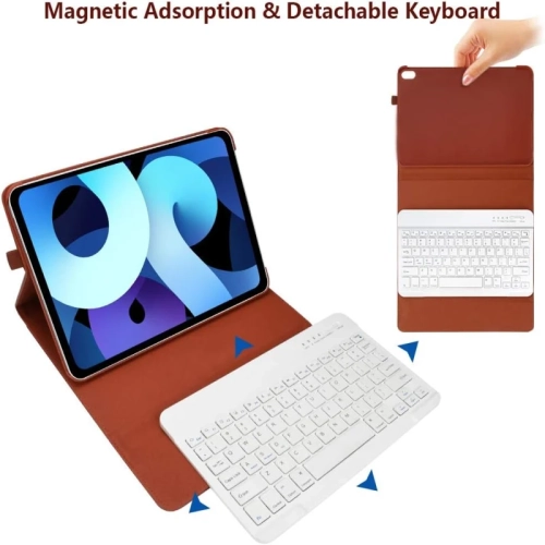 Brown Keyboard Case for iPad Air 5th Gen 10.9", iPad Air 4th Gen 10.9 Inch (2020), and iPad Pro 11 Inch (2018) - Detachable Wireless Keyboard, Pencil