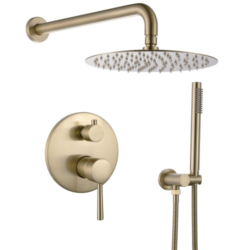 RBROHANT Brushed Gold Shower Faucet Set, Gold Rain Shower System with