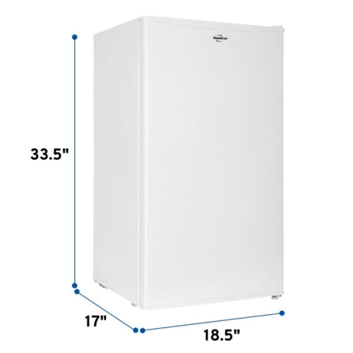 Koolatron Compact Fridge w/ Freezer, 3.2 cu ft White, Space-Saving Flat Back, Reversible Door, Full-Width Freezer, for Dorm, Office, Home Bar