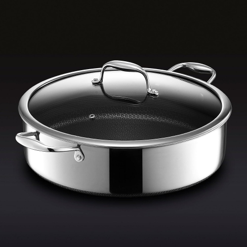 HexClad 7 Quart Hybrid Nonstick Saute Pan, Dishwasher and Oven Friendly, Compatible with All Cooktops