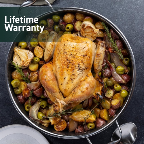 HexClad 7 Quart Hybrid Nonstick Saute Pan, Dishwasher and Oven Friendly, Compatible with All Cooktops